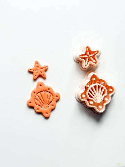 Shell Dangle Cutter: Starfish and Scalloped Shell Set for Polymer Clay