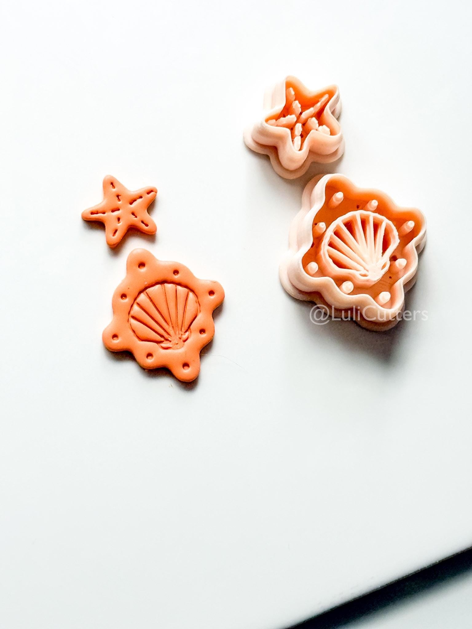 Shell Dangle Cutter: Starfish and Scalloped Shell Set for Polymer Clay