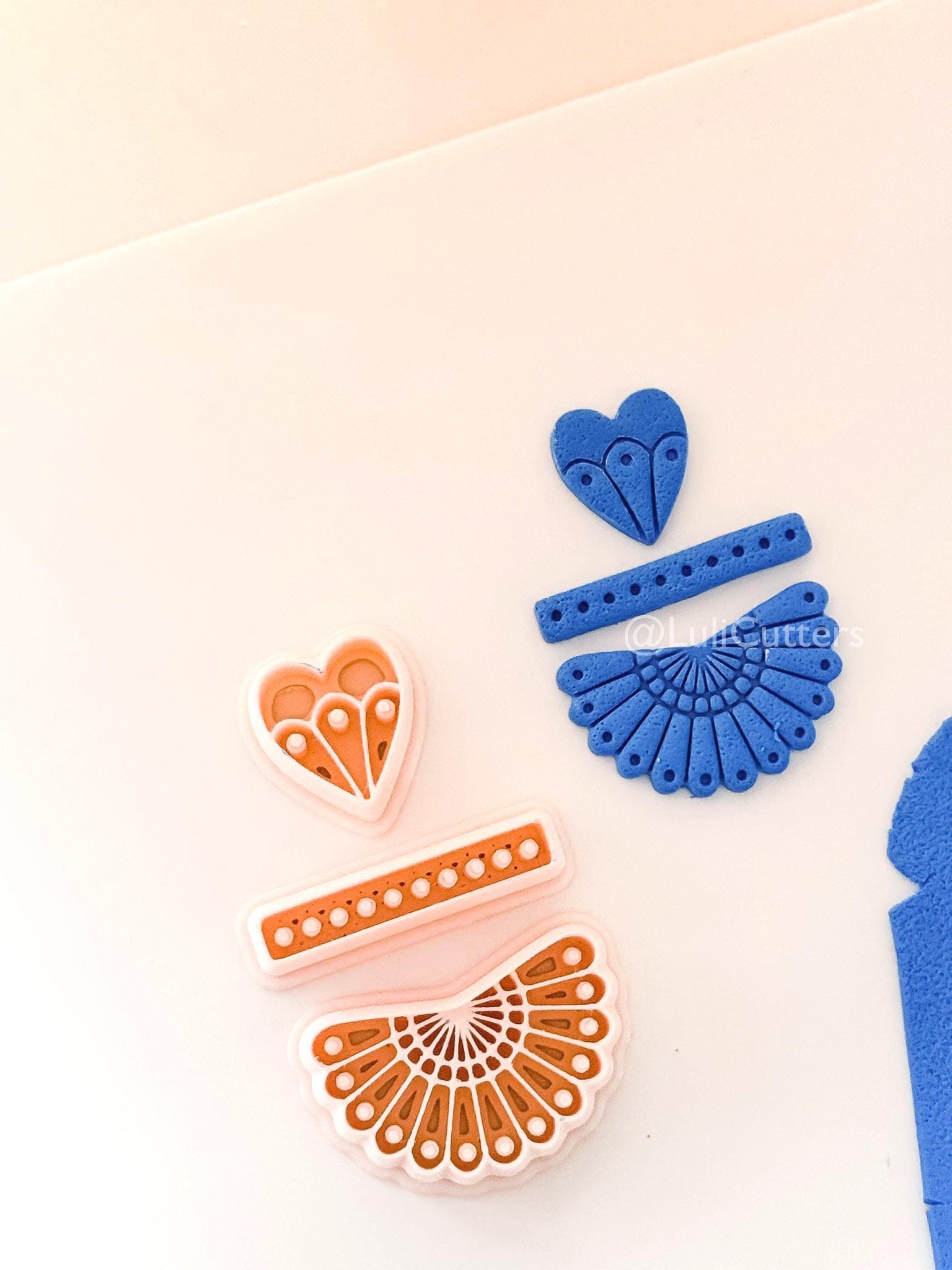 Summer Fan Dangle Cutter: Heart, Pearls, Radiating Design for Polymer Clay