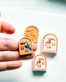 Emboss Toucan Cutter: Bird with Flowers in Frame for Polymer Clay