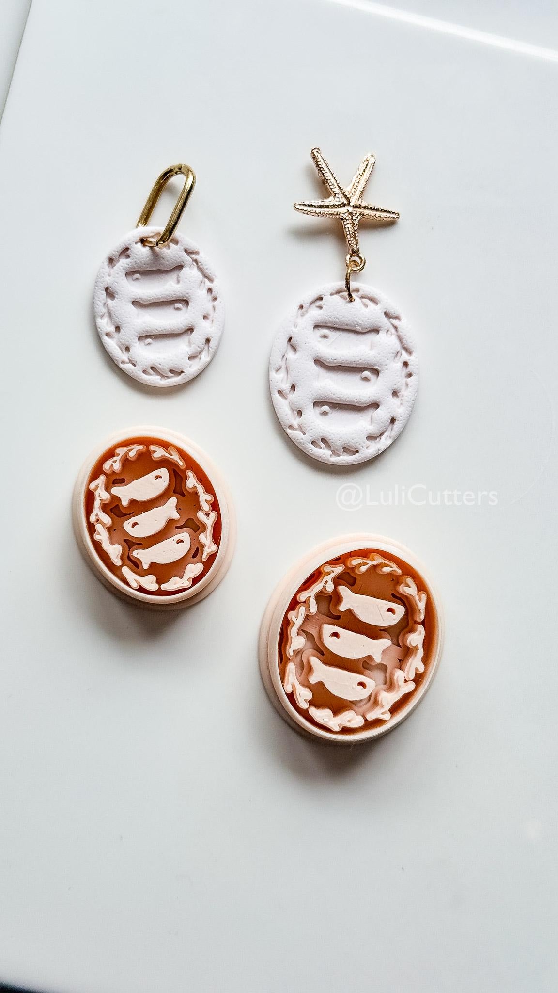 Fish Trio with Corals Cutter: Ocean Impression for Polymer Clay