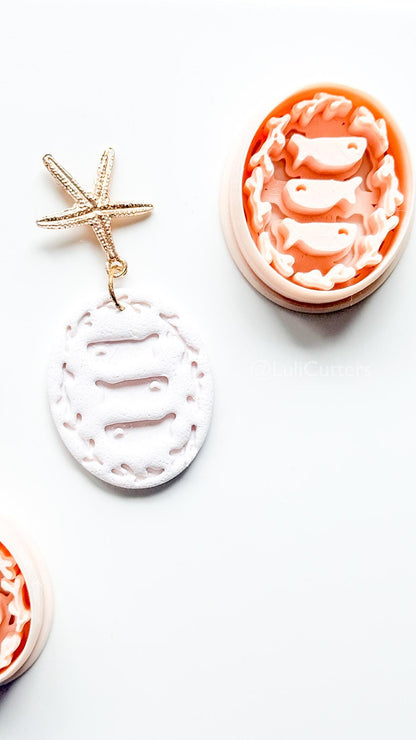 Fish Trio with Corals Cutter: Ocean Impression for Polymer Clay