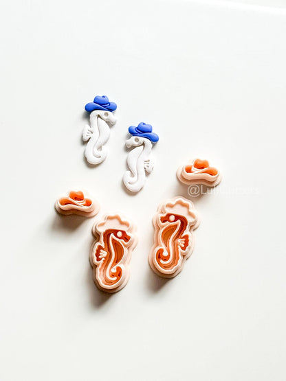 Cowboy Seahorse Cutter Set | Ocean Western Earring Shape for Polymer Clay