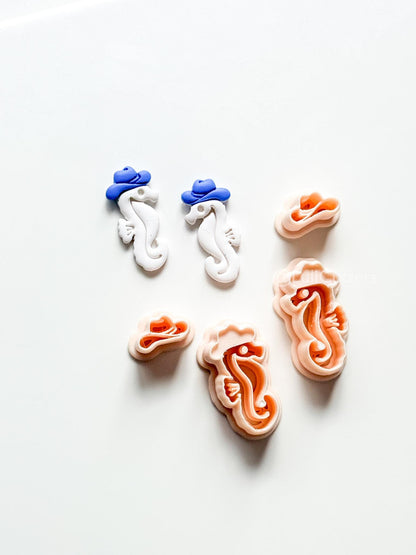 Cowboy Seahorse Cutter Set | Ocean Western Earring Shape for Polymer Clay