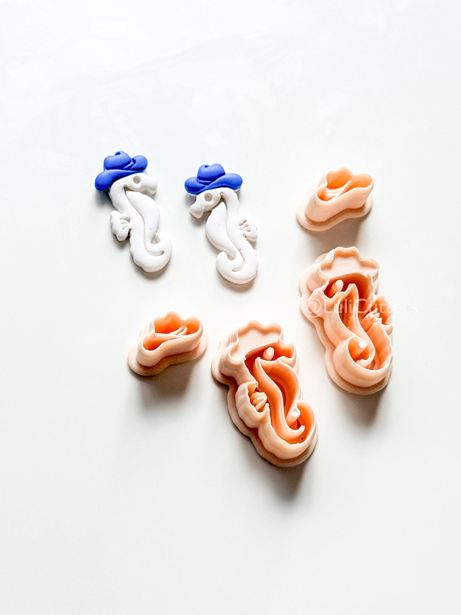 Cowboy Seahorse Cutter Set | Ocean Western Earring Shape for Polymer Clay
