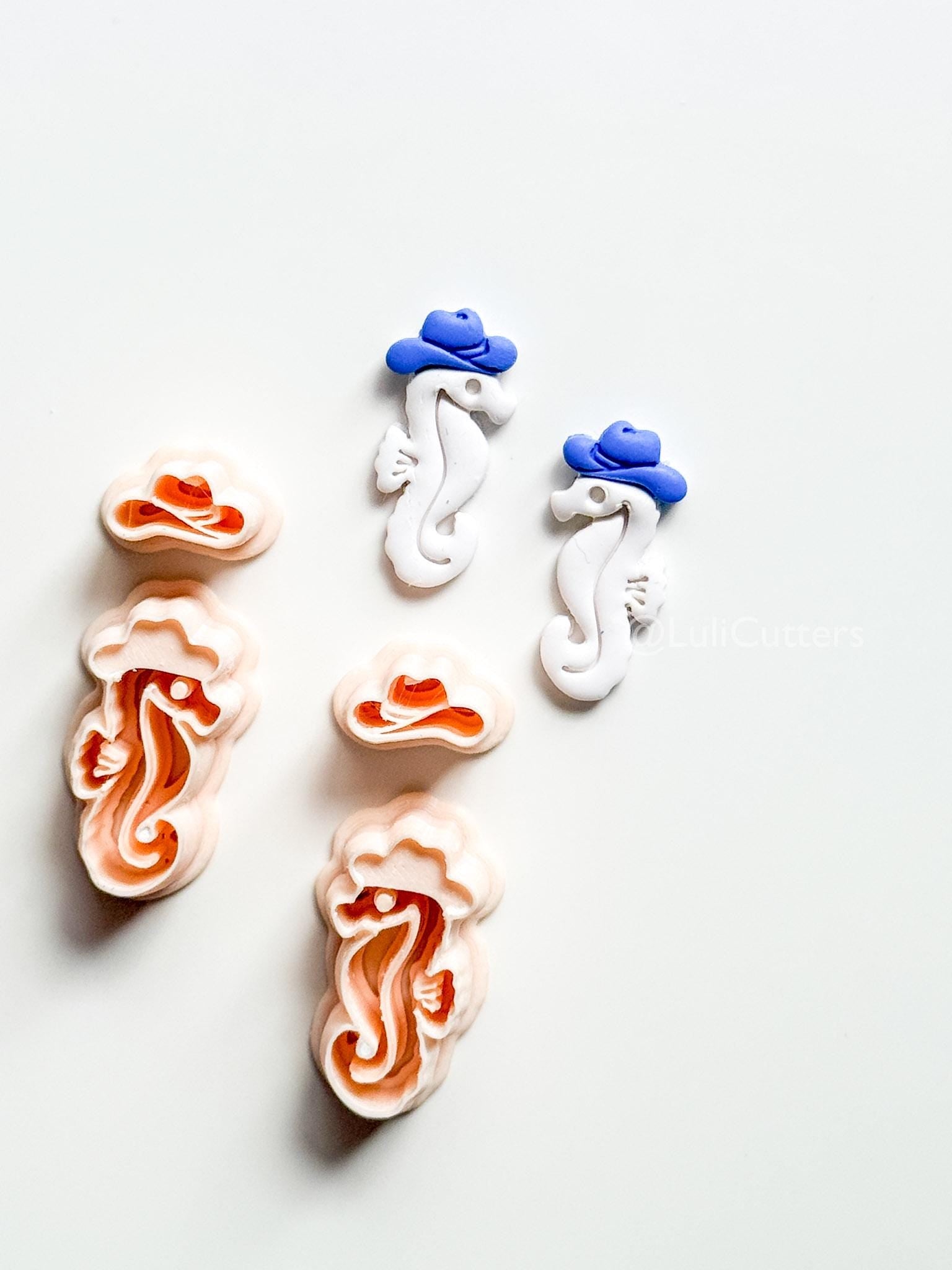 Cowboy Seahorse Cutter Set | Ocean Western Earring Shape for Polymer Clay