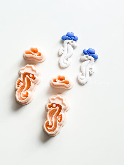 Cowboy Seahorse Cutter Set | Ocean Western Earring Shape for Polymer Clay