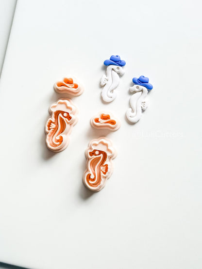 Cowboy Seahorse Cutter Set | Ocean Western Earring Shape for Polymer Clay