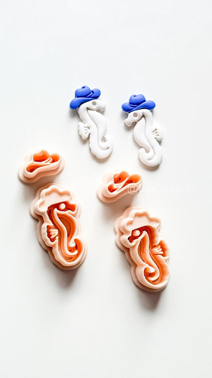 Cowboy Seahorse Cutter Set | Ocean Western Earring Shape for Polymer Clay