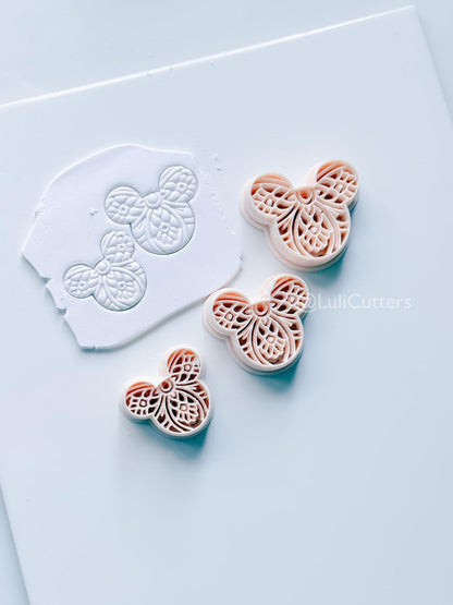 Ornamental Mouse Head Cutter | Mandala Earring Tool for Polymer Clay