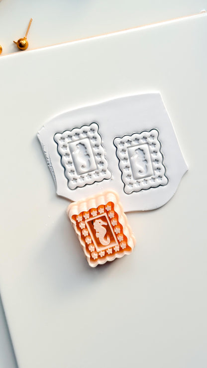 Dolli SeaHorse Cutter | Scallop Frame Earring Tool for Polymer Clay