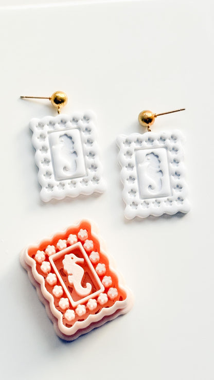 Dolli SeaHorse Cutter | Scallop Frame Earring Tool for Polymer Clay