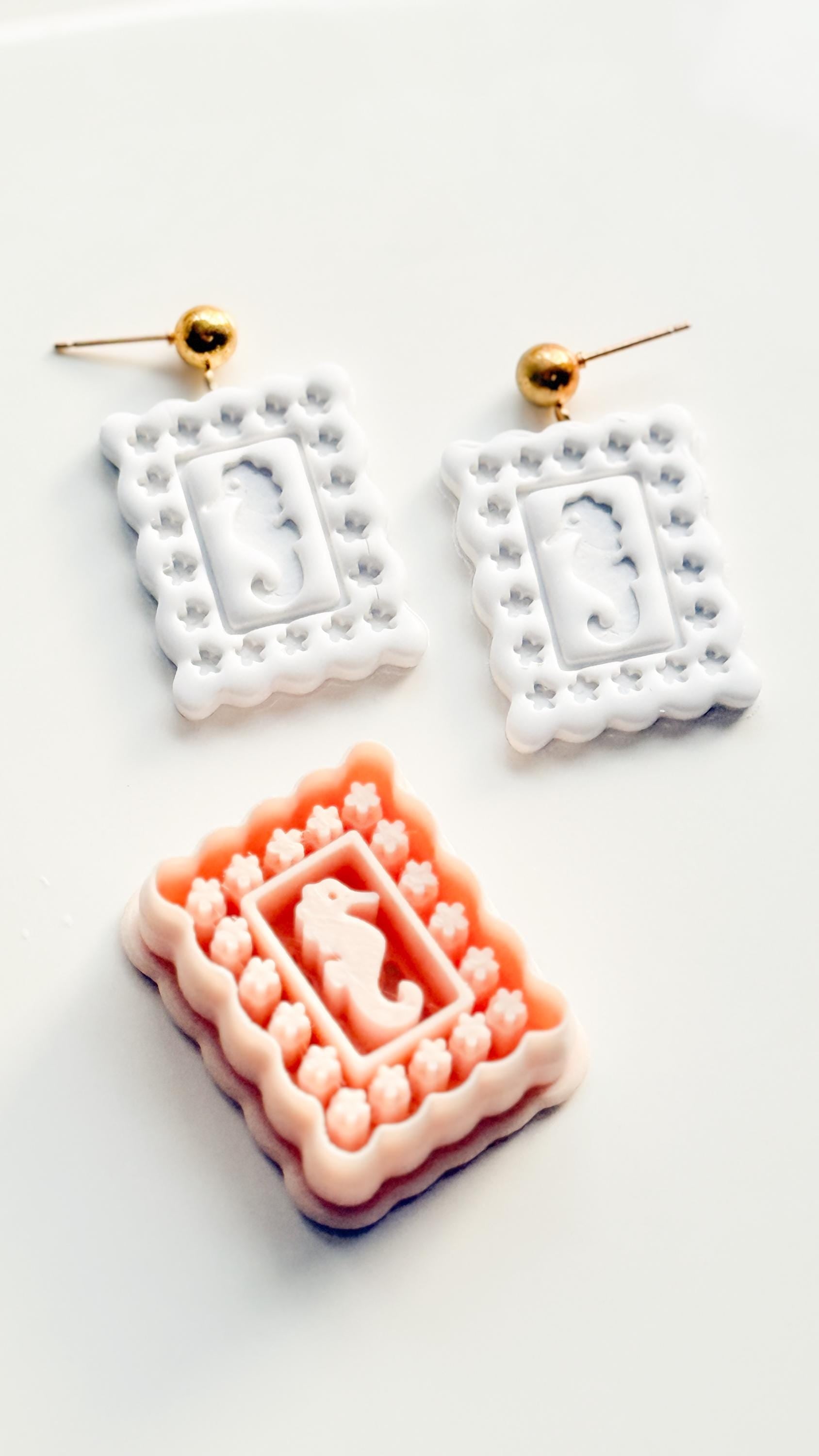 Dolli SeaHorse Cutter | Scallop Frame Earring Tool for Polymer Clay