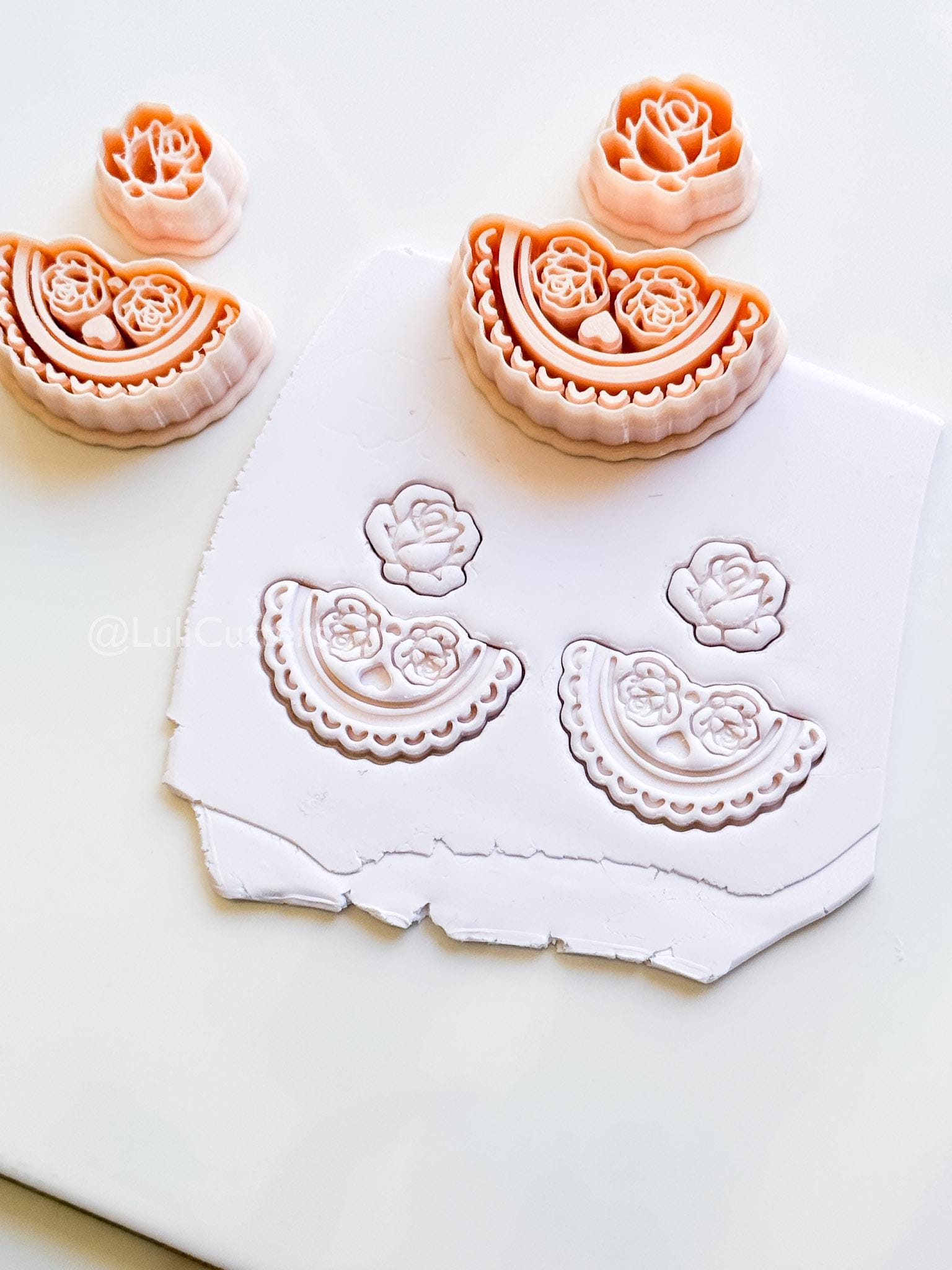 Rosetta Fan Cutter: Rose Flower Earring Shape for Polymer Clay