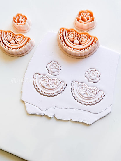 Rosetta Fan Cutter: Rose Flower Earring Shape for Polymer Clay