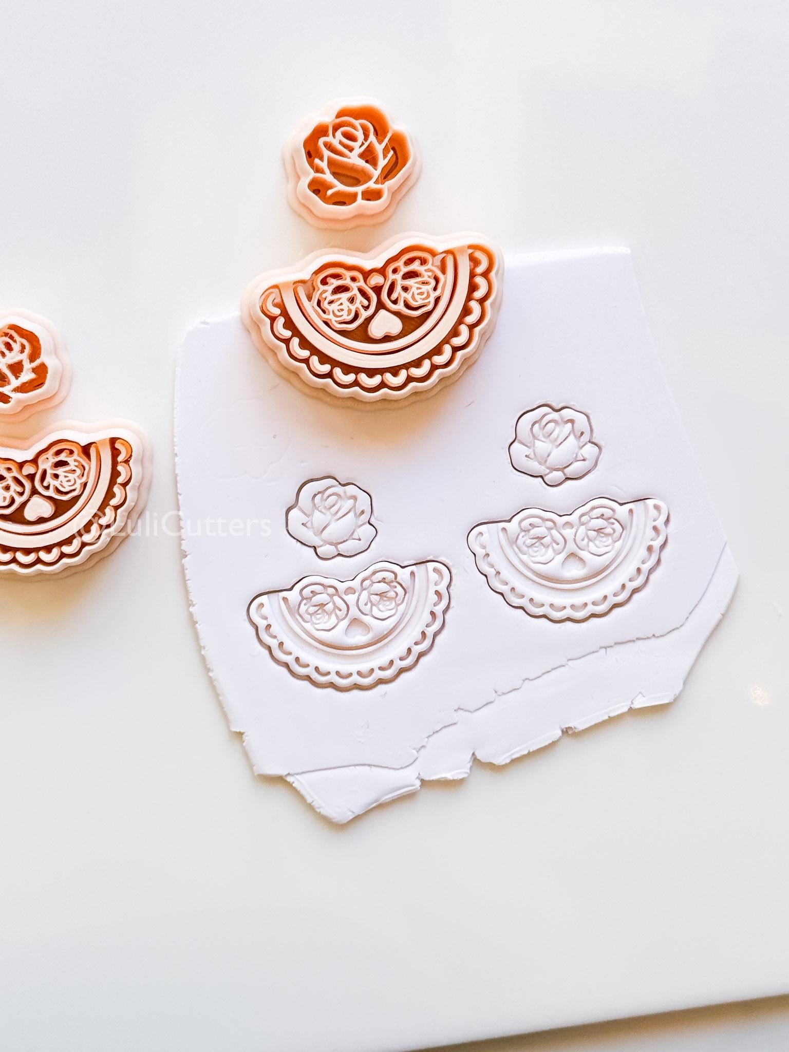 Rosetta Fan Cutter: Rose Flower Earring Shape for Polymer Clay
