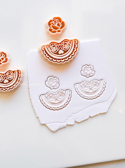 Rosetta Fan Cutter: Rose Flower Earring Shape for Polymer Clay