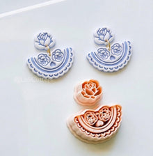 Rosetta Fan Cutter: Rose Flower Earring Shape for Polymer Clay