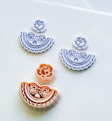 Rosetta Fan Cutter: Rose Flower Earring Shape for Polymer Clay