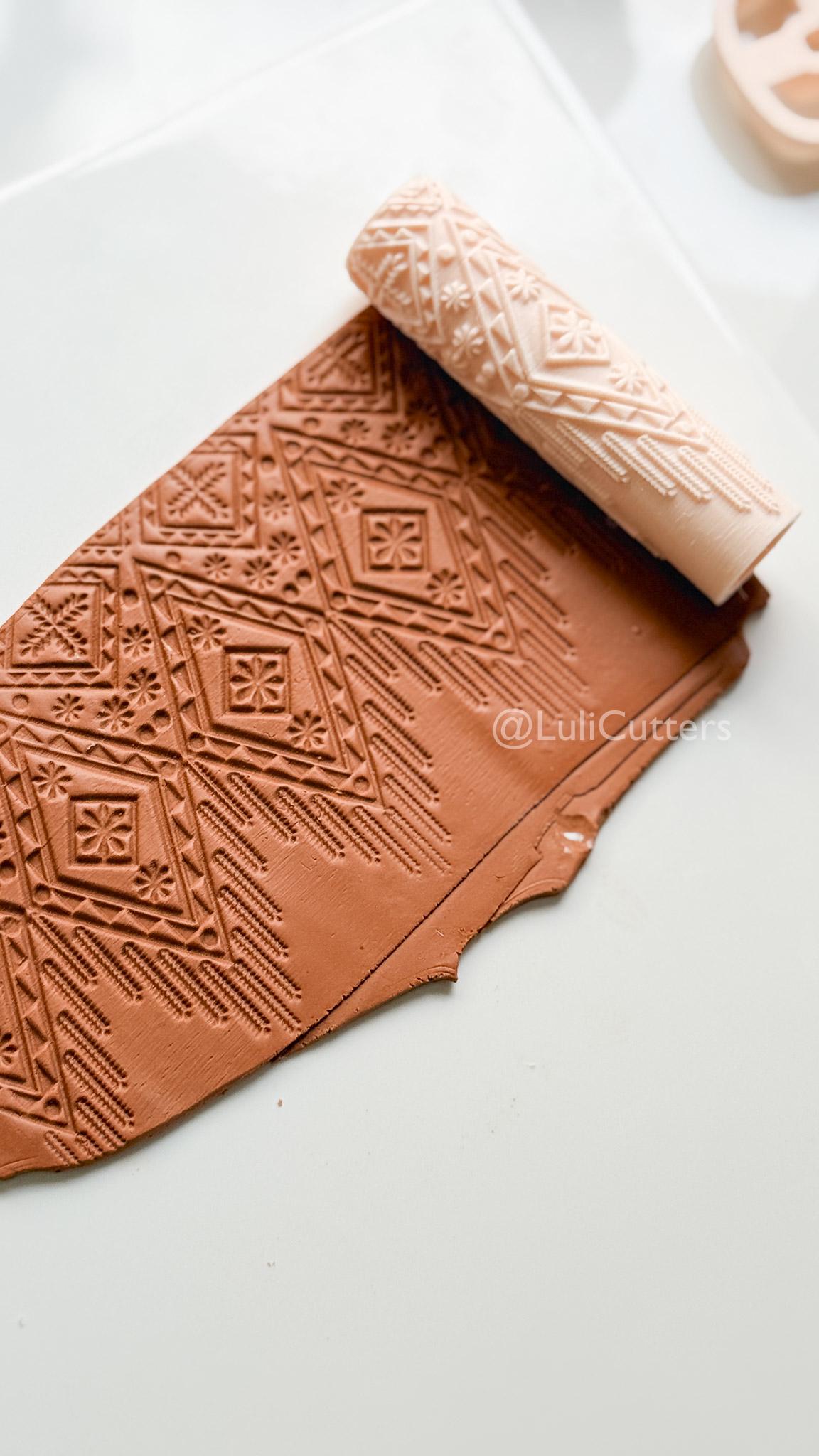 Boho Texture Roller for Clay – Pottery Tool, Crafting Supplies