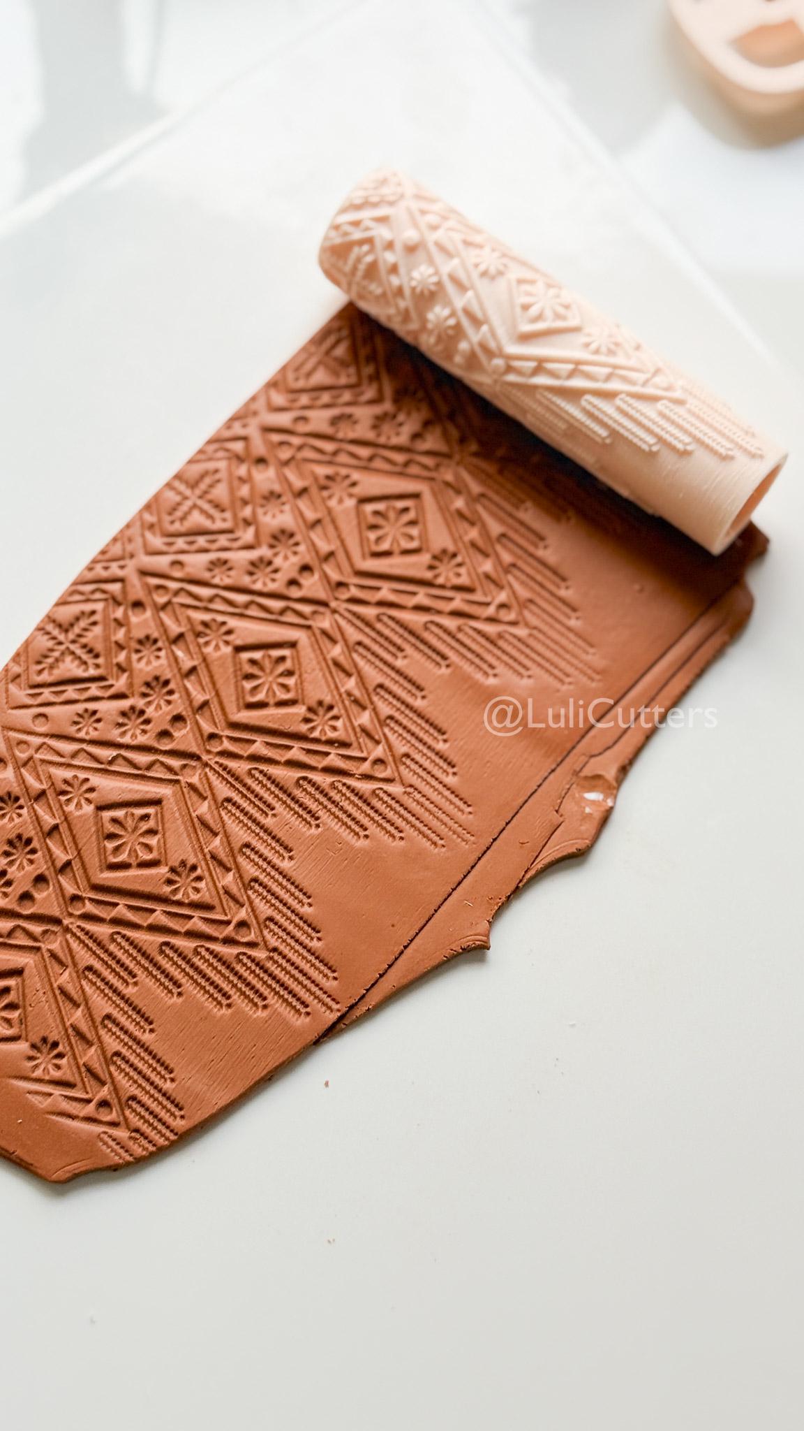 Boho Texture Roller for Clay – Pottery Tool, Crafting Supplies
