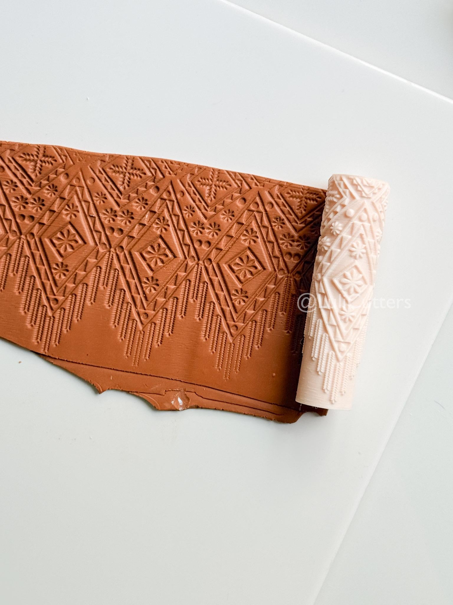 Boho Texture Roller for Clay – Pottery Tool, Crafting Supplies