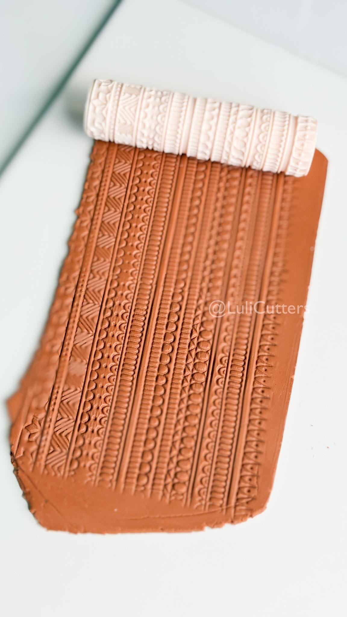Boho Lines Texture Roller for Clay – Pottery Tool, Crafting Supplies