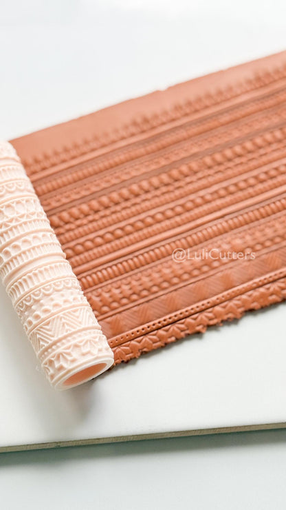 Boho Lines Texture Roller for Clay – Pottery Tool, Crafting Supplies