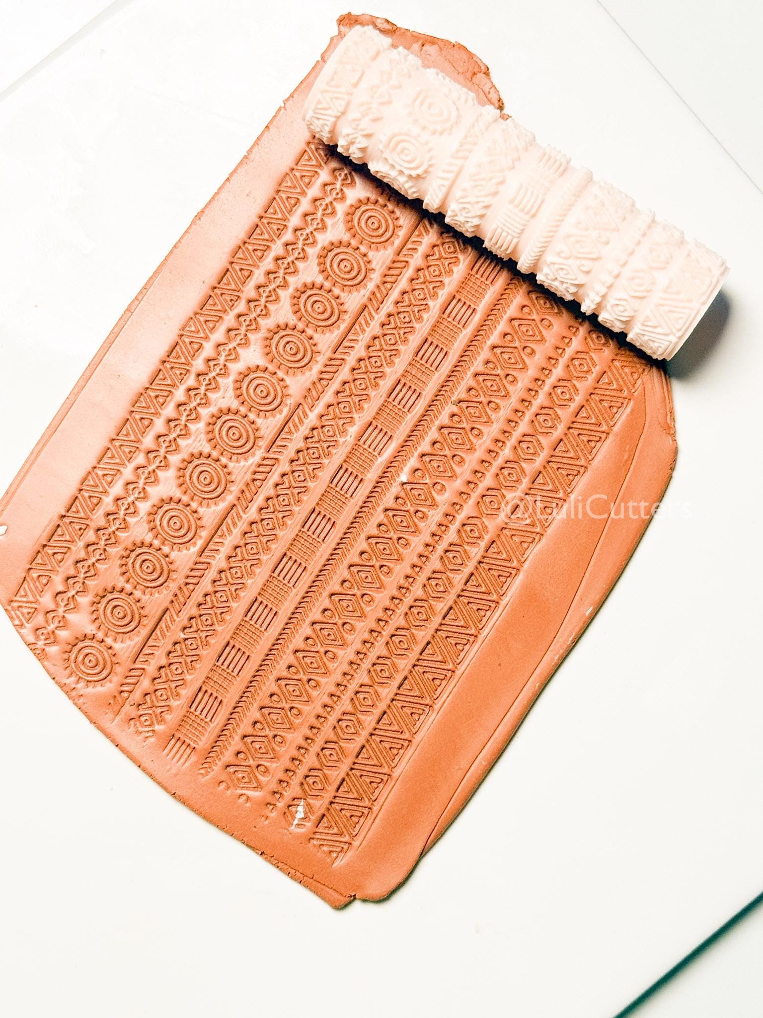 Boho Lines Texture Roller for Clay – Pottery Tool, Crafting Supplies