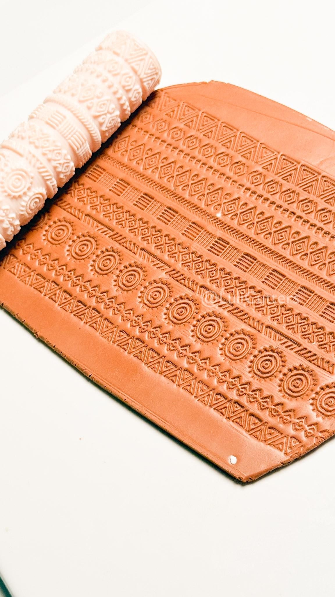 Boho Lines Texture Roller for Clay – Pottery Tool, Crafting Supplies