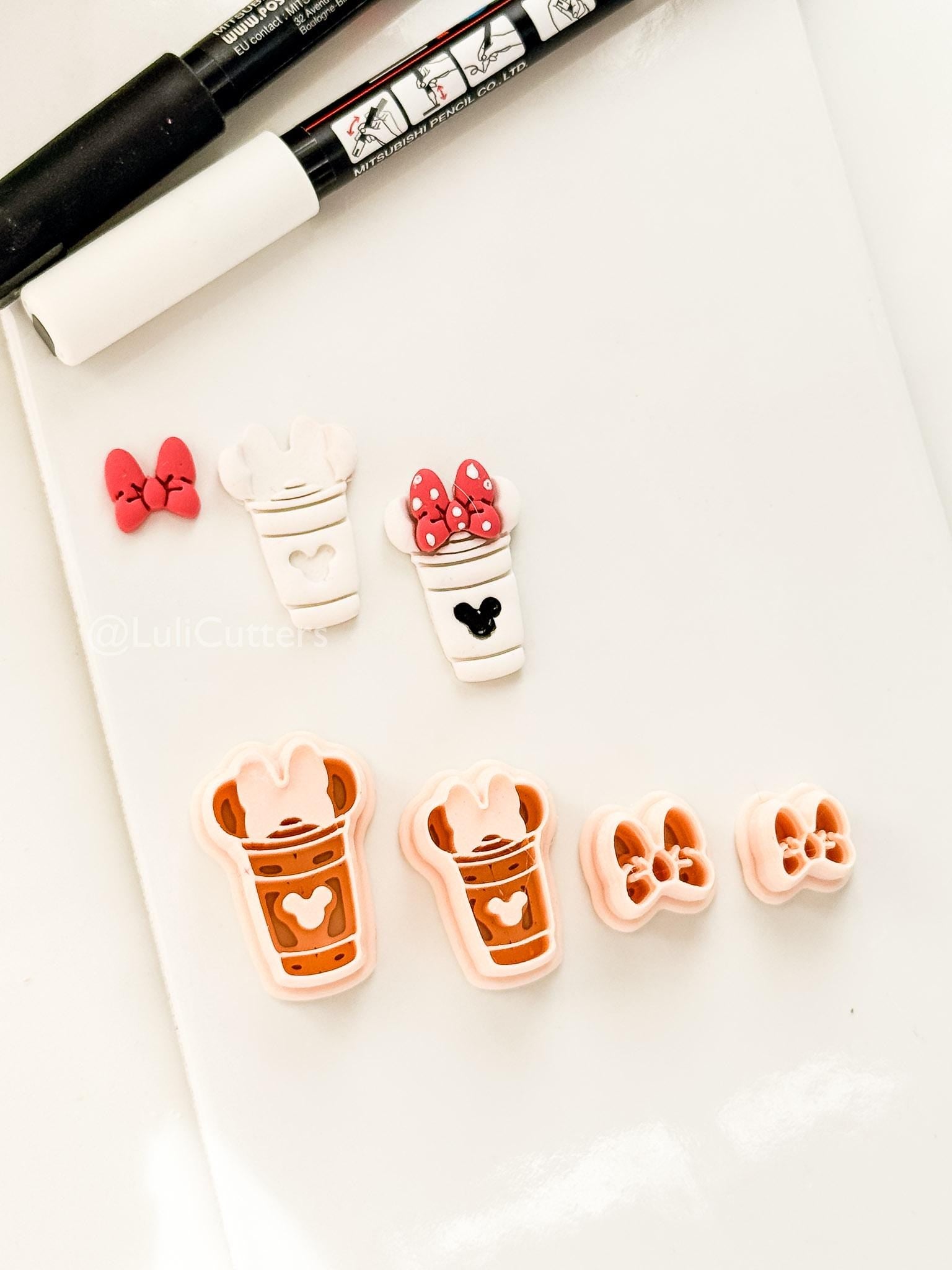 Mouse Lover Coffee Cutter: Mice with Bow Cup Design for Polymer Clay
