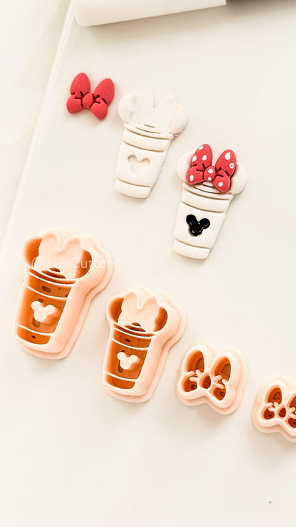 Mouse Lover Coffee Cutter: Mice with Bow Cup Design for Polymer Clay