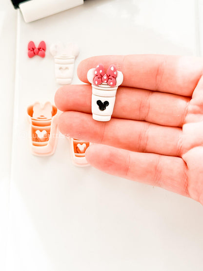 Mouse Lover Coffee Cutter: Mice with Bow Cup Design for Polymer Clay