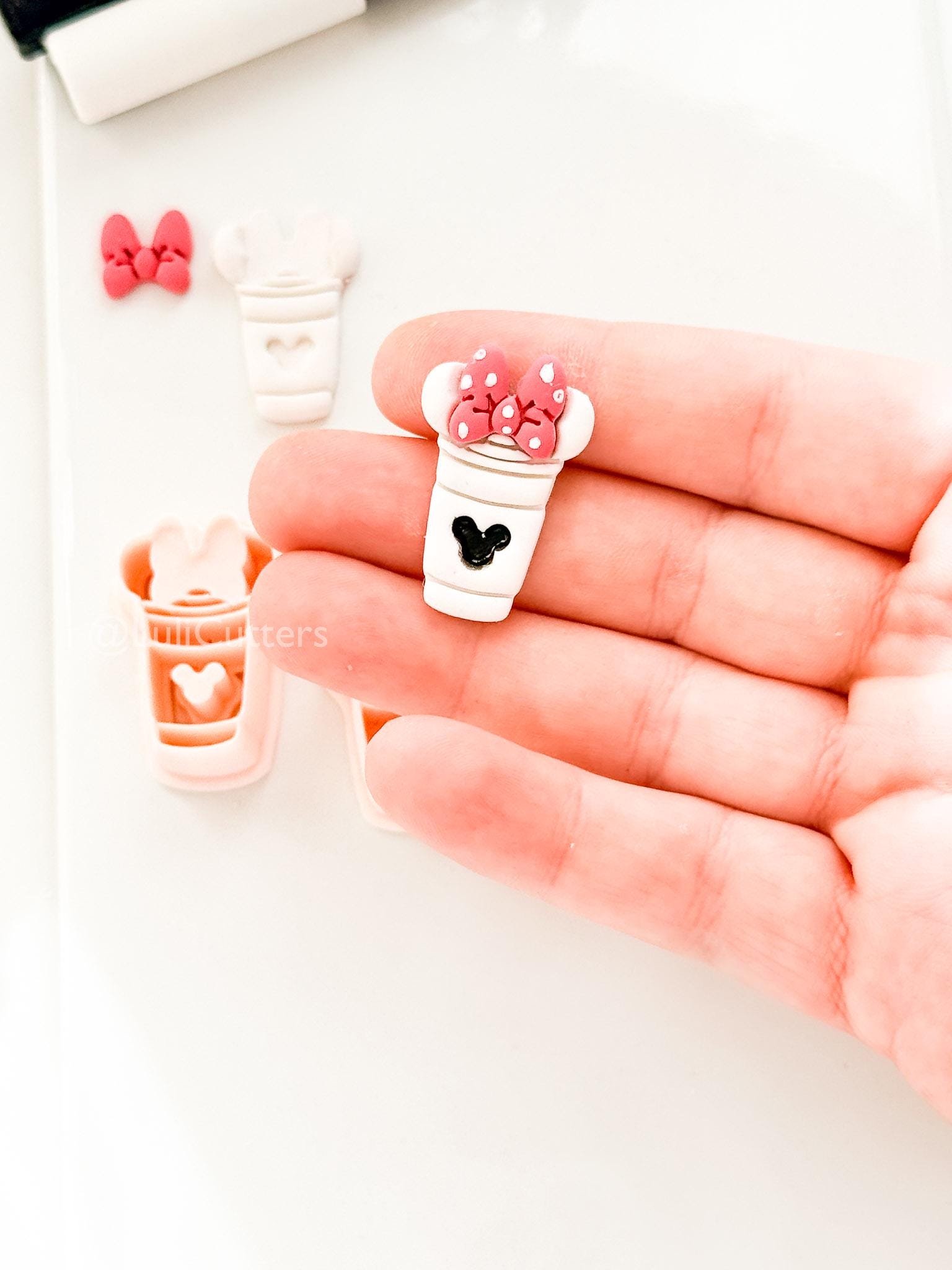 Mouse Lover Coffee Cutter: Mice with Bow Cup Design for Polymer Clay