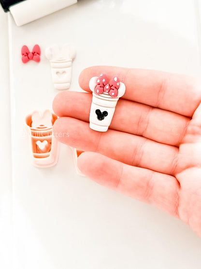 Mouse Lover Coffee Cutter: Mice with Bow Cup Design for Polymer Clay