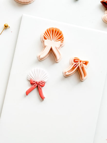 Layered Sweetheart Shell Cutter: Romantic Bow & Scallop Design for Polymer Clay