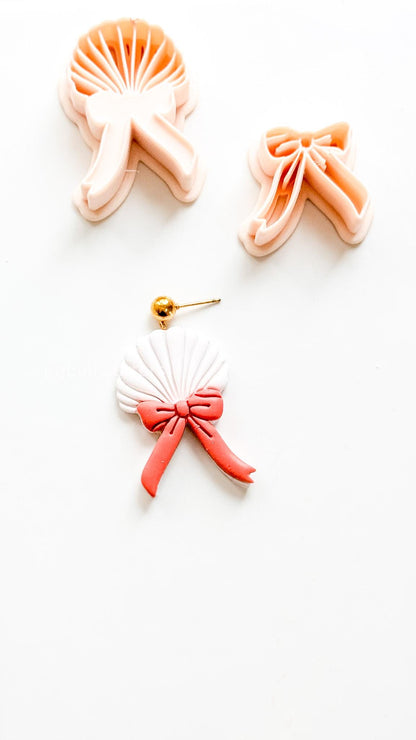 Layered Sweetheart Shell Cutter: Romantic Bow & Scallop Design for Polymer Clay