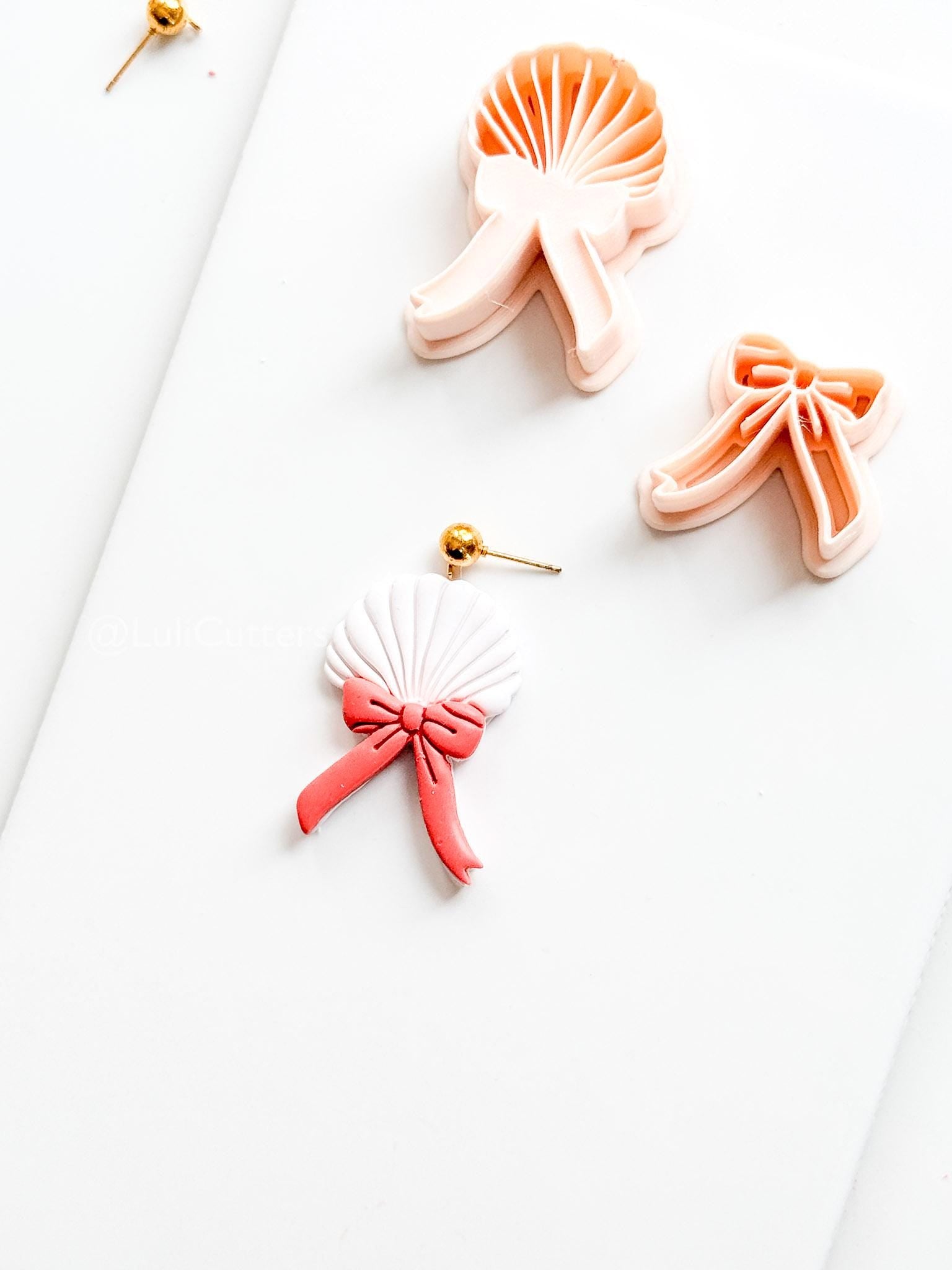 Layered Sweetheart Shell Cutter: Romantic Bow & Scallop Design for Polymer Clay