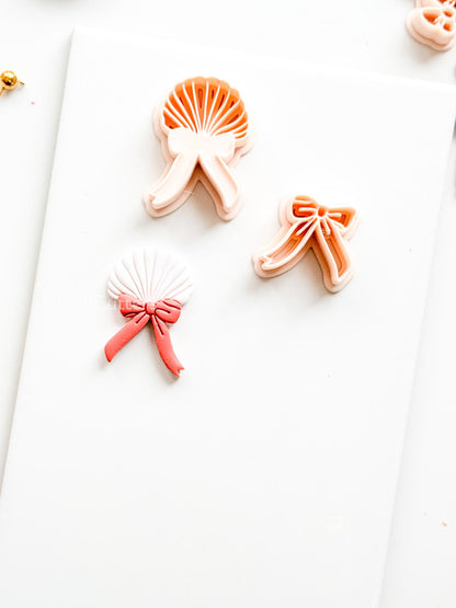 Layered Sweetheart Shell Cutter: Romantic Bow & Scallop Design for Polymer Clay
