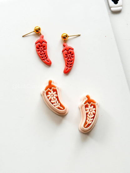Spicy Floral Pepper Cutter: Decorative Chili Shape for Polymer Clay