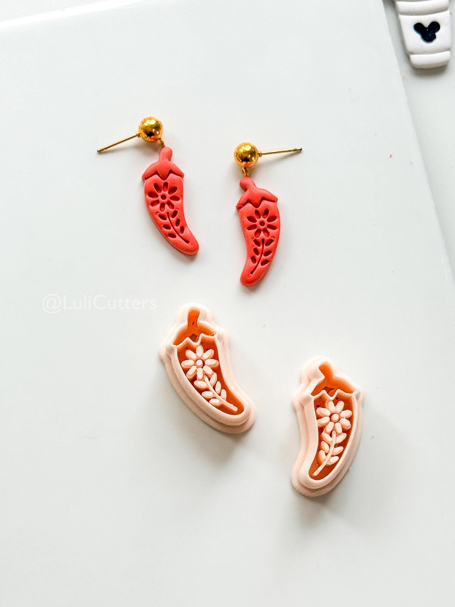 Spicy Floral Pepper Cutter: Decorative Chili Shape for Polymer Clay