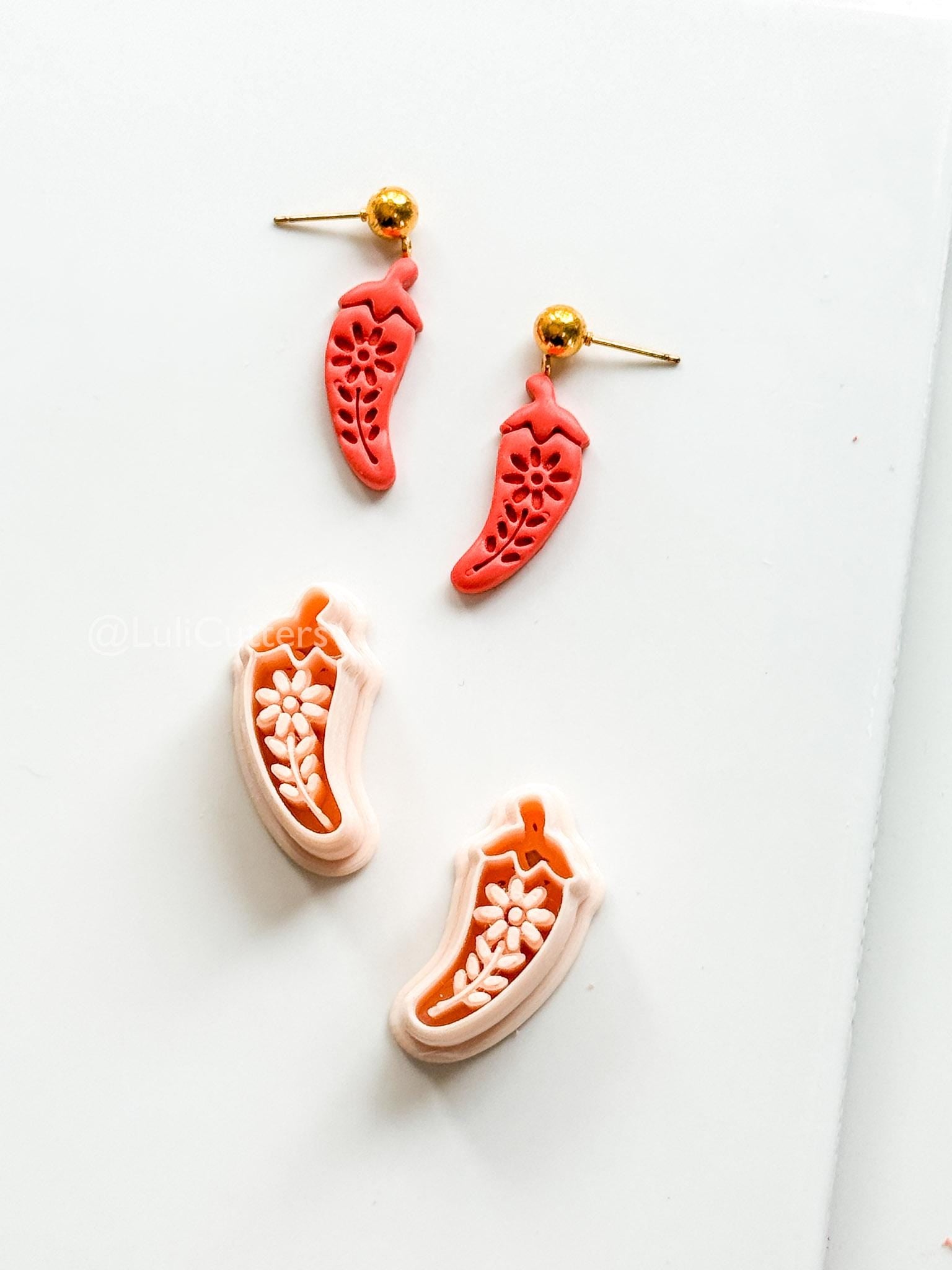Spicy Floral Pepper Cutter: Decorative Chili Shape for Polymer Clay
