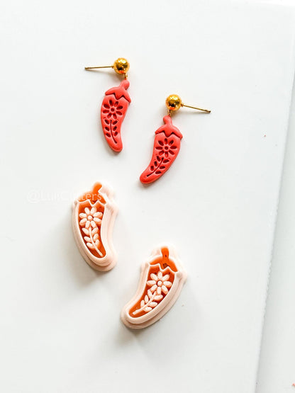 Spicy Floral Pepper Cutter: Decorative Chili Shape for Polymer Clay