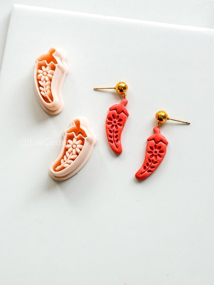 Spicy Floral Pepper Cutter: Decorative Chili Shape for Polymer Clay