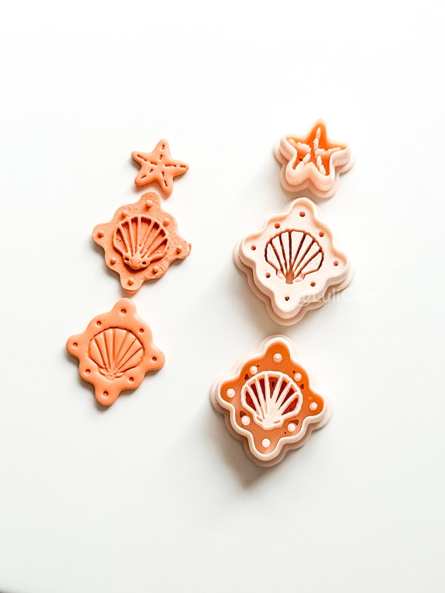 Shell Dangle Cutter: Starfish and Scalloped Shell Set for Polymer Clay