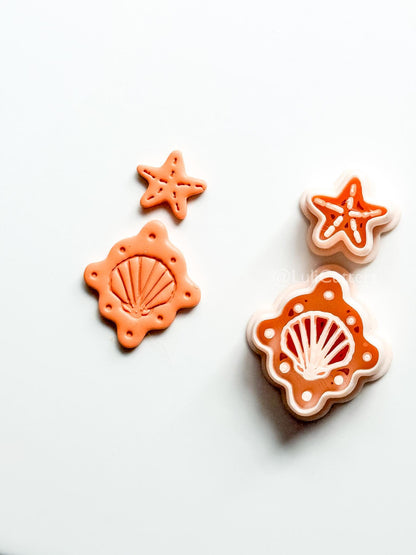 Shell Dangle Cutter: Starfish and Scalloped Shell Set for Polymer Clay