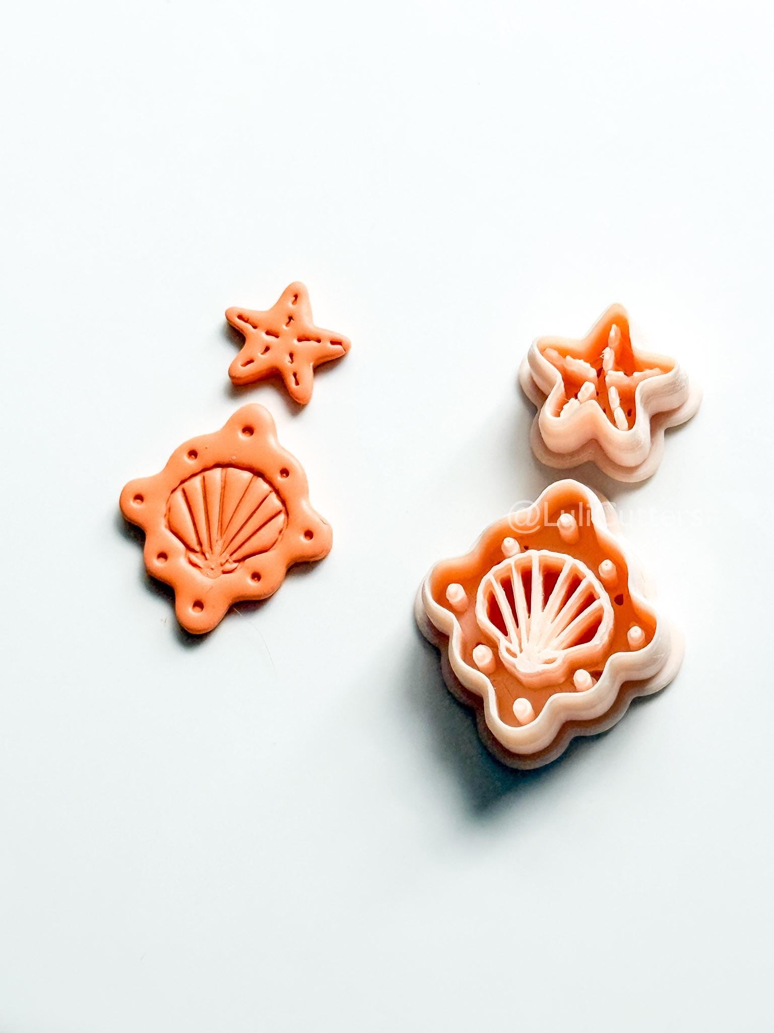 Shell Dangle Cutter: Starfish and Scalloped Shell Set for Polymer Clay