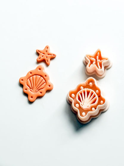 Shell Dangle Cutter: Starfish and Scalloped Shell Set for Polymer Clay
