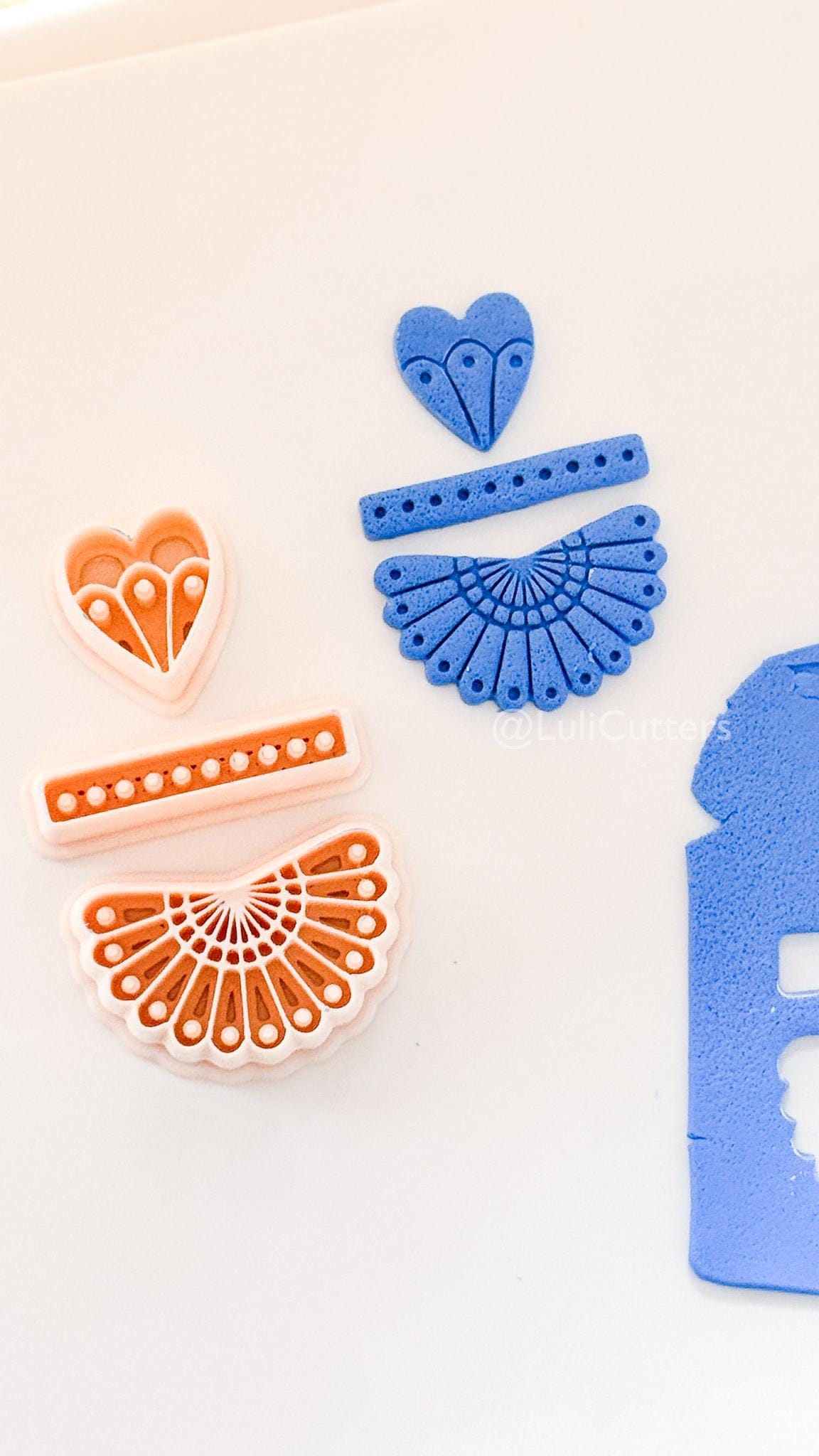 Summer Fan Dangle Cutter: Heart, Pearls, Radiating Design for Polymer Clay