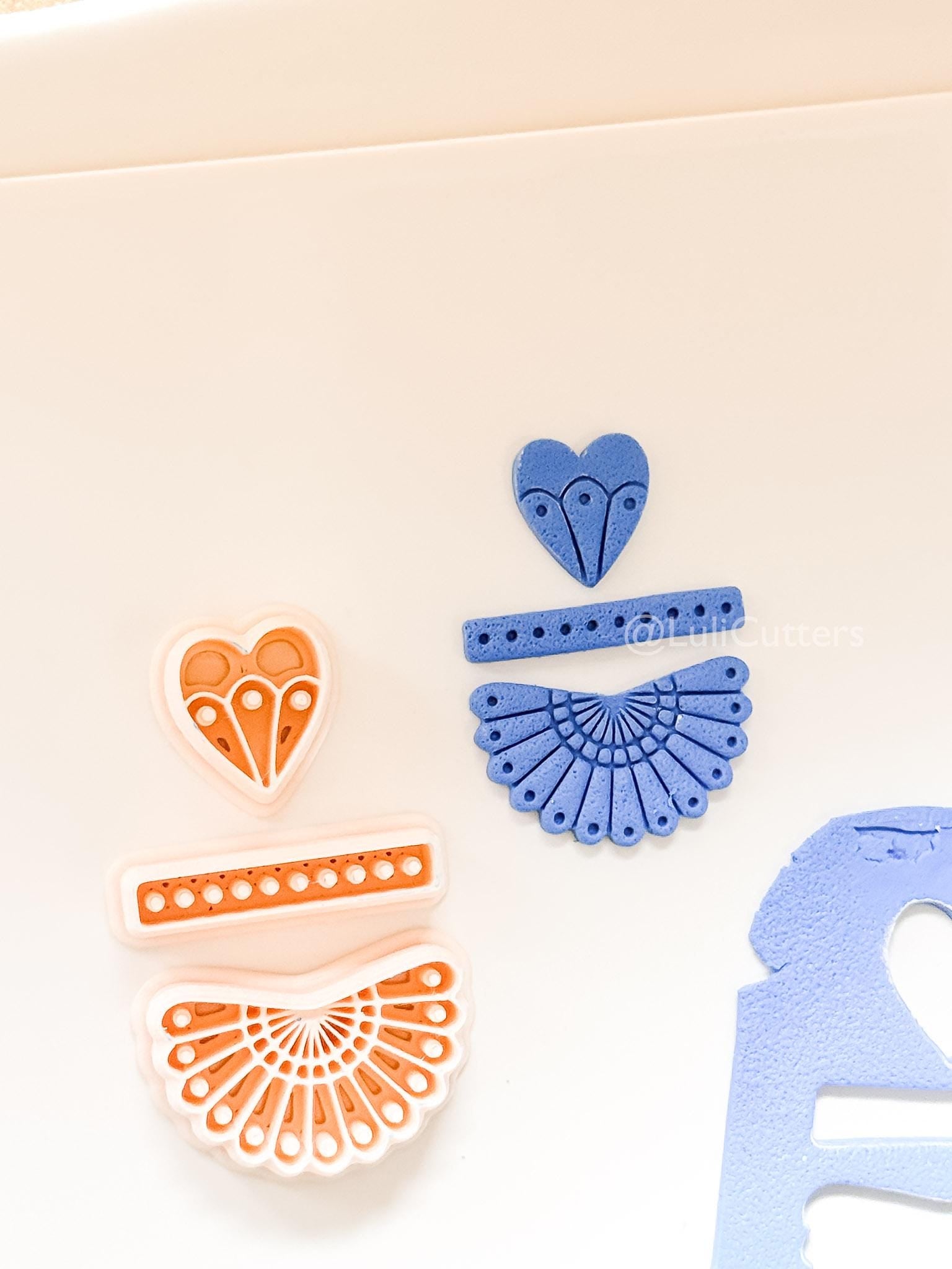 Summer Fan Dangle Cutter: Heart, Pearls, Radiating Design for Polymer Clay